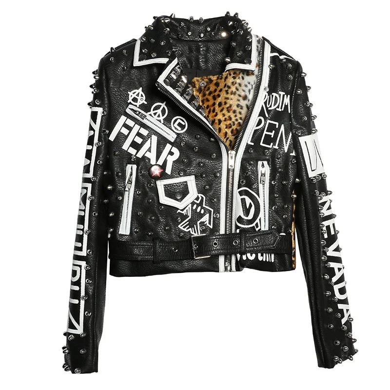 Motorcycle Long Sleeve Leather Jacket for Women / Rocker Fashion Outfit Collared Jacket Crew Neck Jacket Turtle Neck Jacket Motorcycle Long Sleeve Leather Jacket for Women / Rocker Fashion Outfit Collared Jacket Crew Neck Jacket Turtle Neck Jacket
