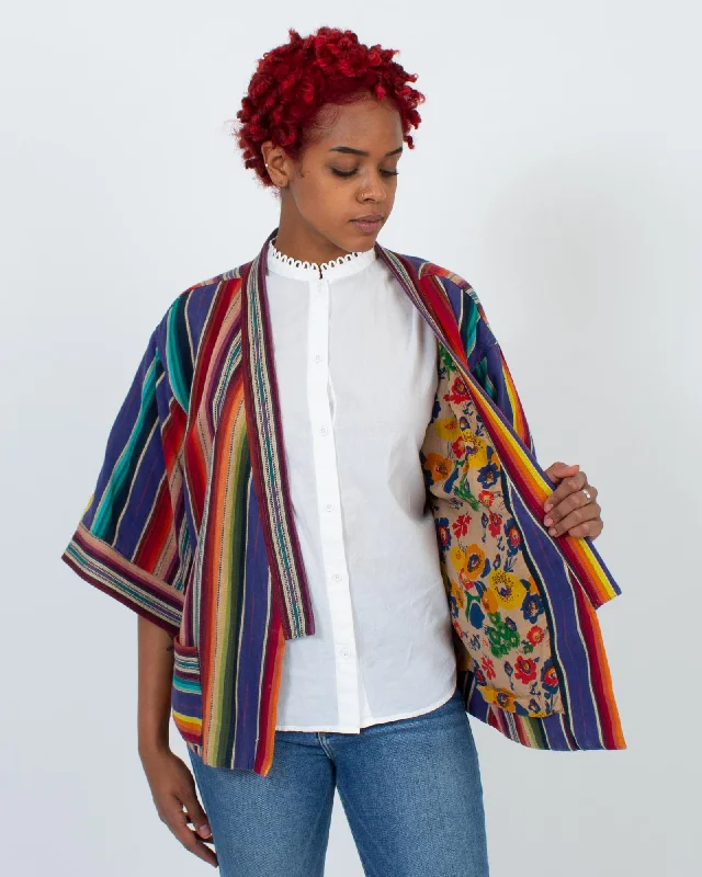 Mutlicolor Striped Jacket Denim Jacket Leather Jacket Suede Jacket