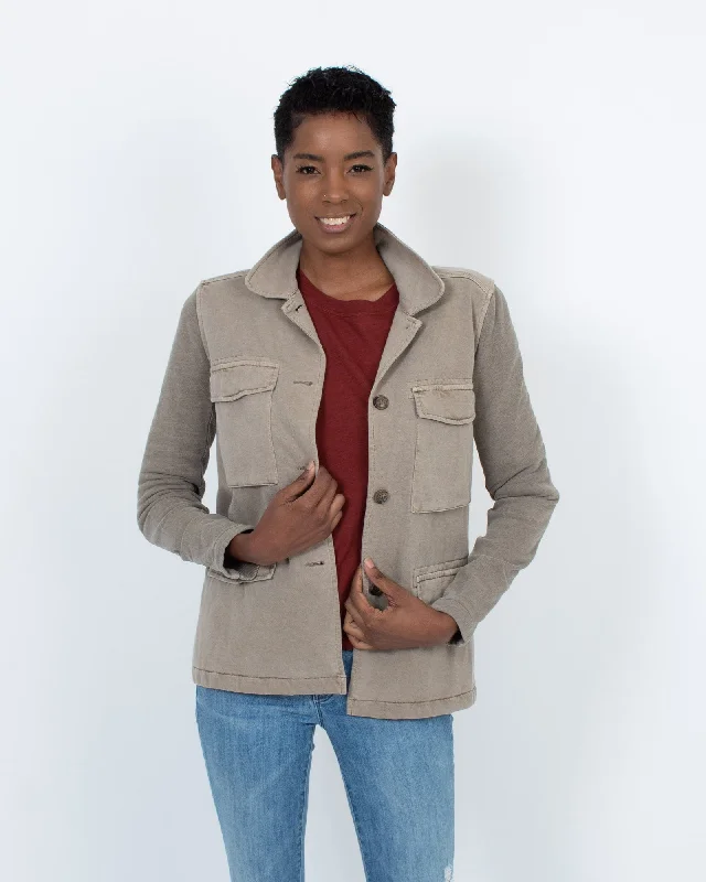 Patch Pocket Jacket Notch Collar Peter Pan Collar Cowl Neck