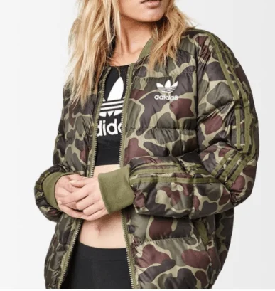 Pharrell Williams HU Hiking Camo Puffer Jacket Snapped Jacket Toggled Jacket Drawstring Jacket