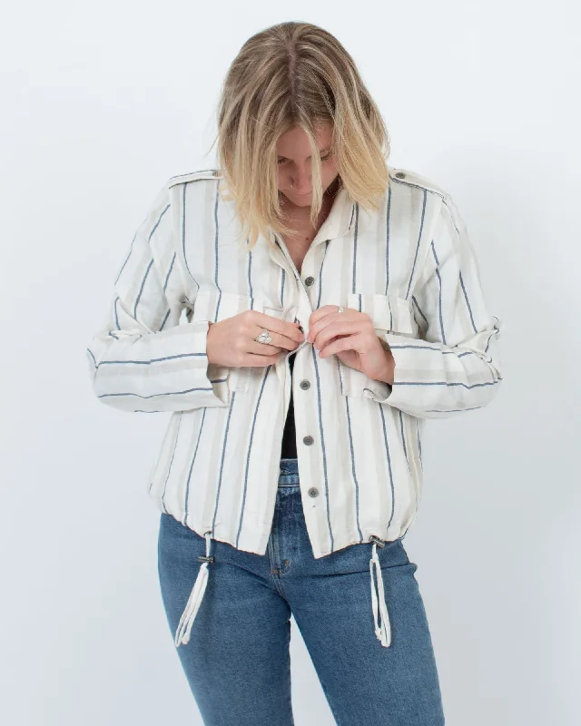 Pin Striped Casual Jacket Fleece Jacket Down Jacket Feather Jacket