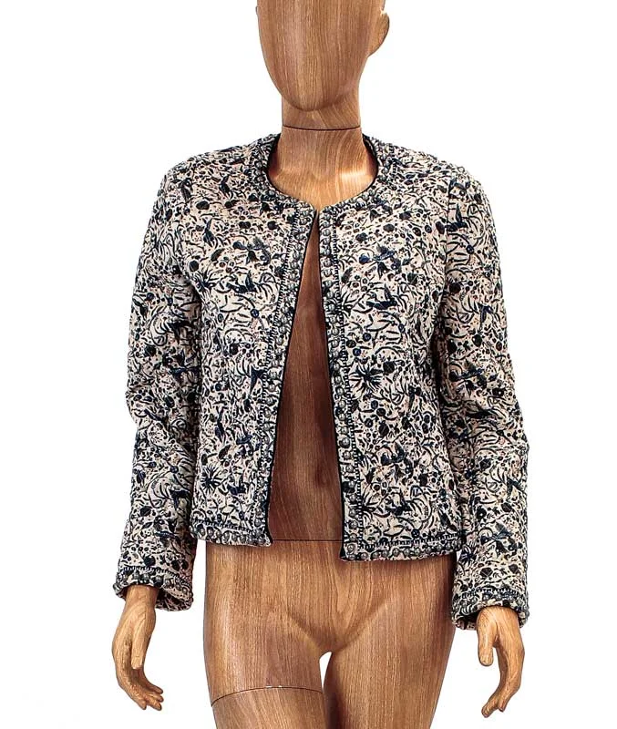 Quilted Print Jacket With Studs Nylon Fabric Polyester Fabric Spandex Fabric