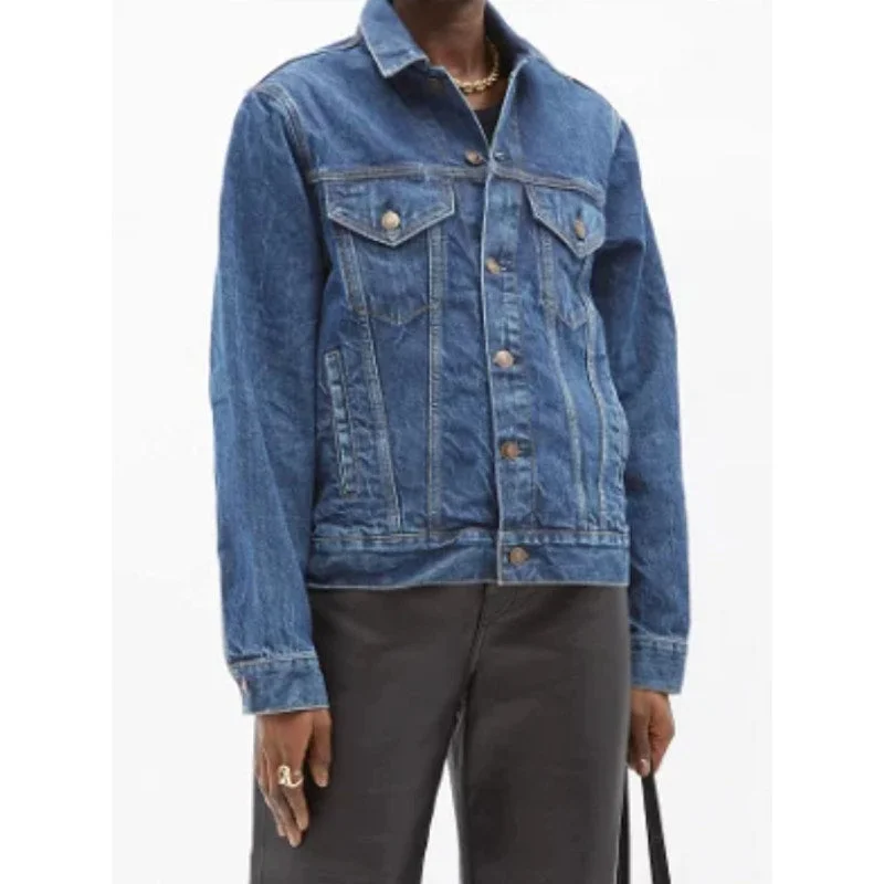 RE/DONE 90s Oversized Trucker Denim Jacket Small Classic Dark Long Sleeve NWT Faux Fur Jacket Real Fur Jacket Shearling Jacket
