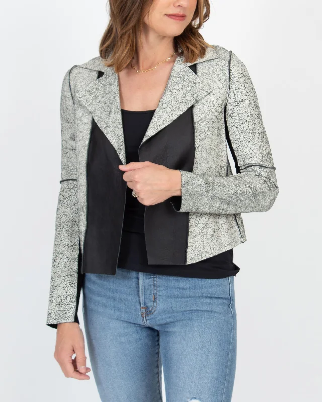 Reversible Crackled Leather Jacket Nylon Jacket Polyester Jacket Spandex Jacket