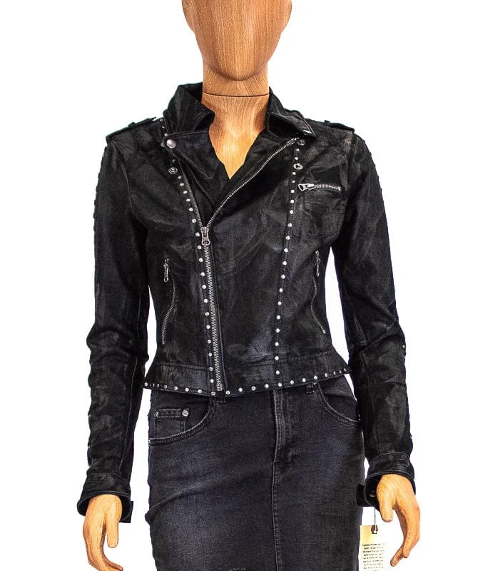 Savannah Matte Leather Jacket Cotton Fabric Linen Fabric Terry Fabric