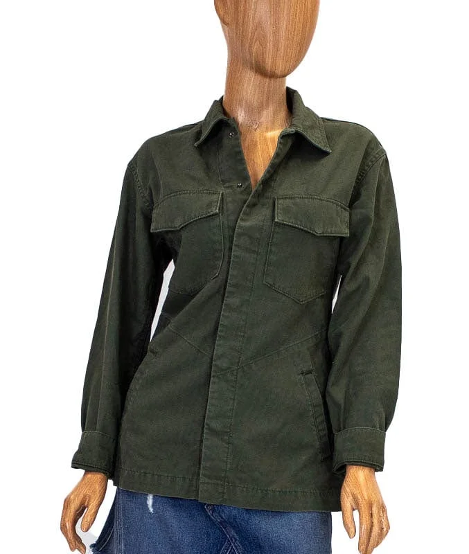 Snap Button Military Jacket Hooded Jacket Caped Jacket Shawl Collar Jacket