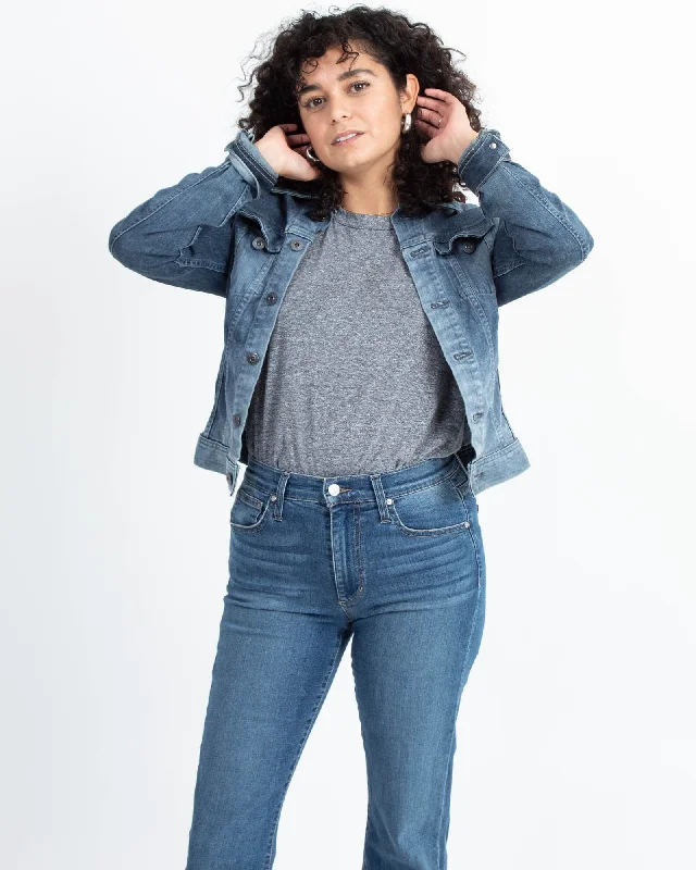 Stretchy Denim Jacket Notch Collar Jacket Peter Pan Collar Jacket Cowl Neck Jacket
