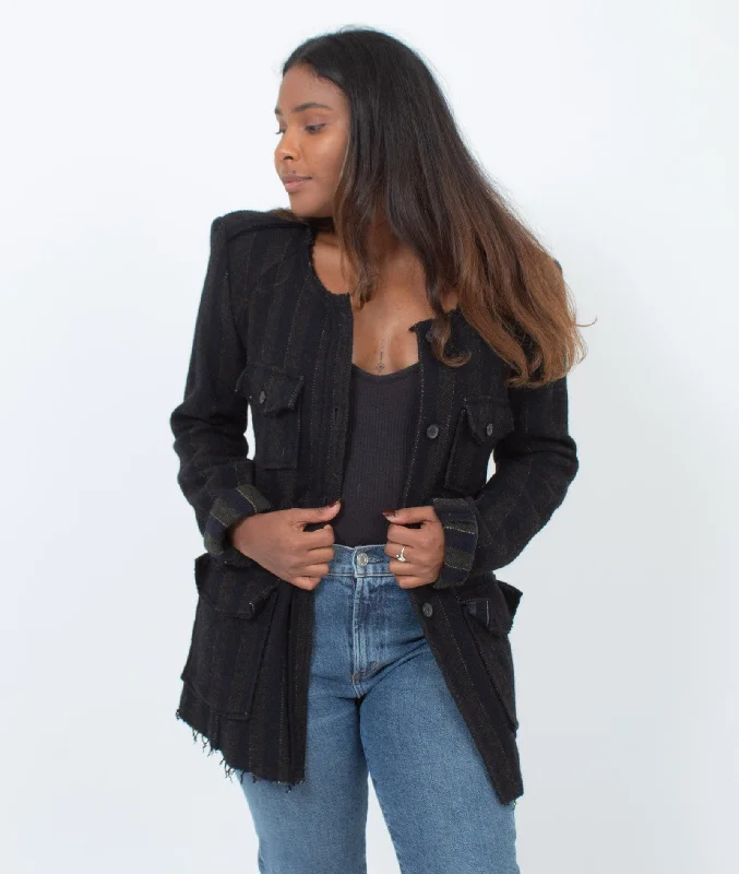 Striped Casual Jacket Jersey Jacket Tulle Jacket Batik Jacket