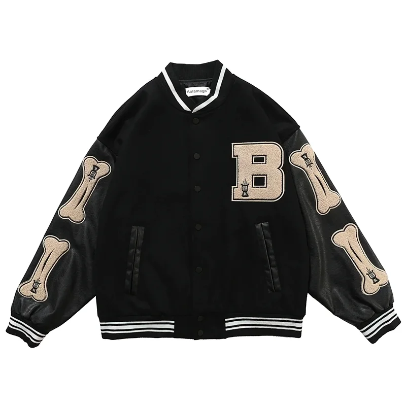 Stylish Streetwear Unisex Jacket / Patchwork Clothing / Casual Bomper Front Pockets Side Pockets Patch Pockets