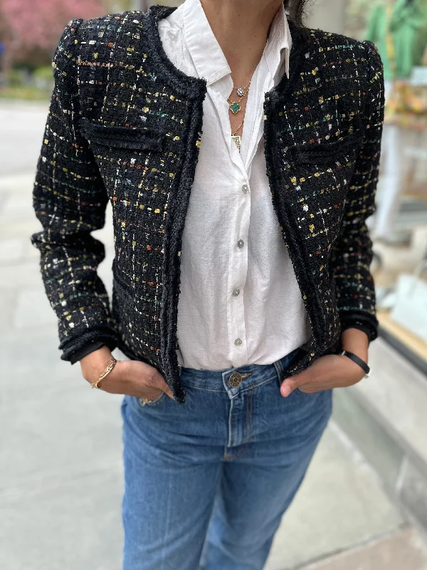 TAHARI NWT Short Tweed Jacket / M Elasticated Jacket Padded Jacket Insulated Jacket