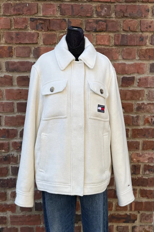 TOMMY HILFIGER Paded Wool Shirt JAcket / XL Trench Coat Raincoat Waterproof Jacket