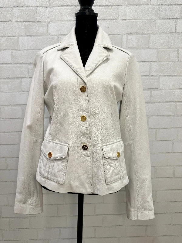 TORY BURCH Leather Jacket Size S-US6 Front Pockets Side Pockets Patch Pockets