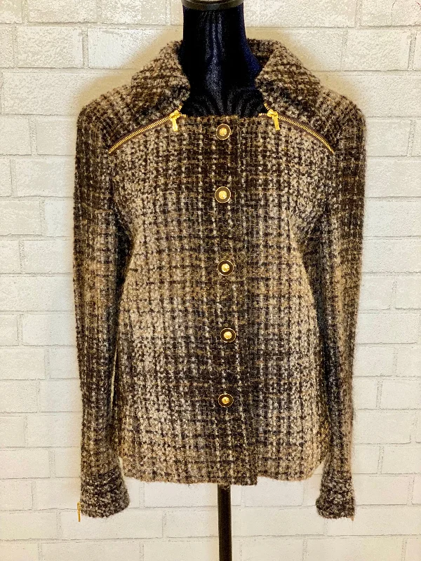 TORY BURCH Wool tweed jacket with gold buttons / M-US8 Wool Fabric Cashmere Fabric Tweed Fabric TORY BURCH Wool tweed jacket with gold buttons / M-US8 Wool Fabric Cashmere Fabric Tweed Fabric