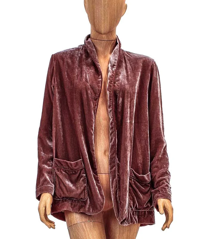 Velvet Front Pocket Jacket Cotton Fabric Linen Fabric Terry Fabric