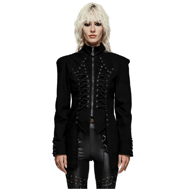 Victorian Lace-Up Gothic Jacket, Slim Black Denim Herringbone Jacket Checkered Jacket Solid Jacket