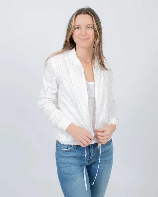 White Eyelet Jacket Bomber Jacket Anorak Windbreaker