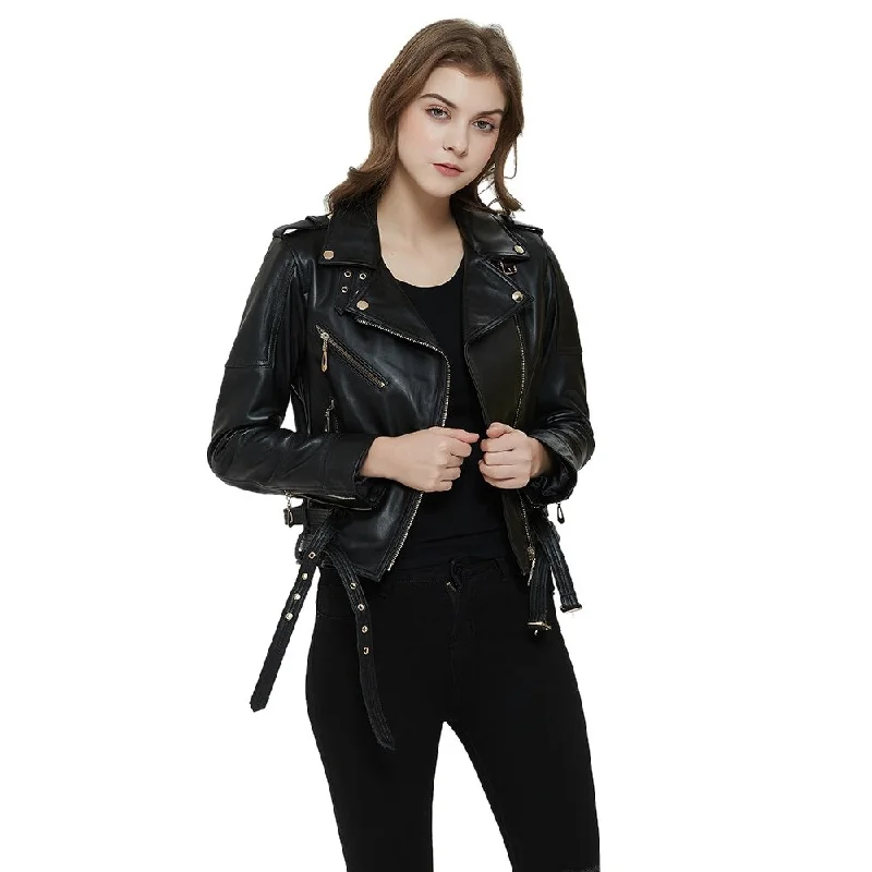 Women's Leather Jacket with Belts / Female Zipper Motorcycle Jackets / Biker Clothing Corduroy Jacket Velvet Jacket Brocade Jacket Women's Leather Jacket with Belts / Female Zipper Motorcycle Jackets / Biker Clothing Corduroy Jacket Velvet Jacket Brocade Jacket