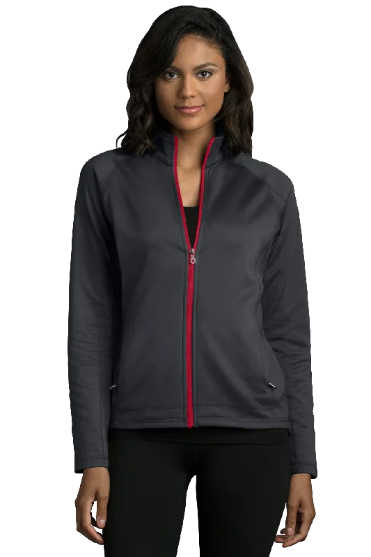 Women's Brushed Back Micro-Fleece Full-Zip Jacket Front Pockets Side Pockets Patch Pockets