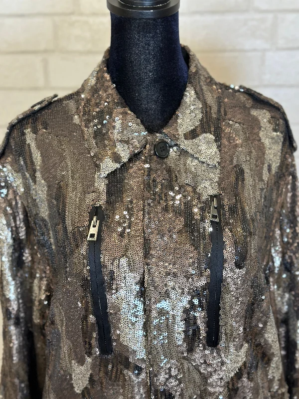 ZADIG & VOLTAIRE Sequins Shirt Jacket / M Wool Jacket Cashmere Jacket Tweed Jacket