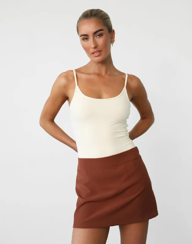 Ashwood Mini Skirt (Clay) linen skirt airy