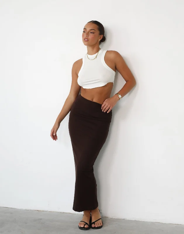 Broadway Maxi Skirt (Cocoa) chiffon skirt airy