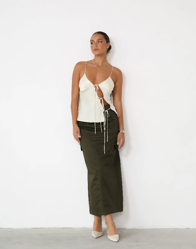 Deena Maxi Skirt (Burnt Olive) linen skirt natural