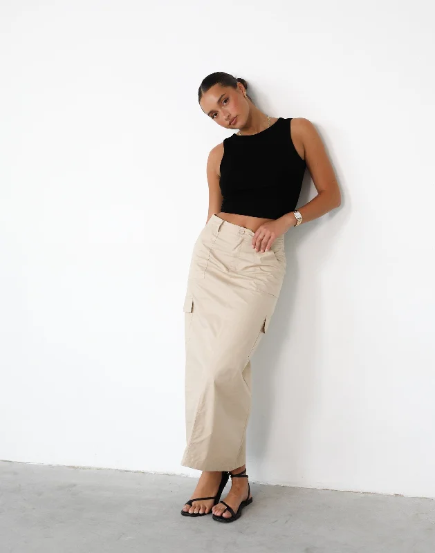 Deena Maxi Skirt (Oat) cashmere skirt fine