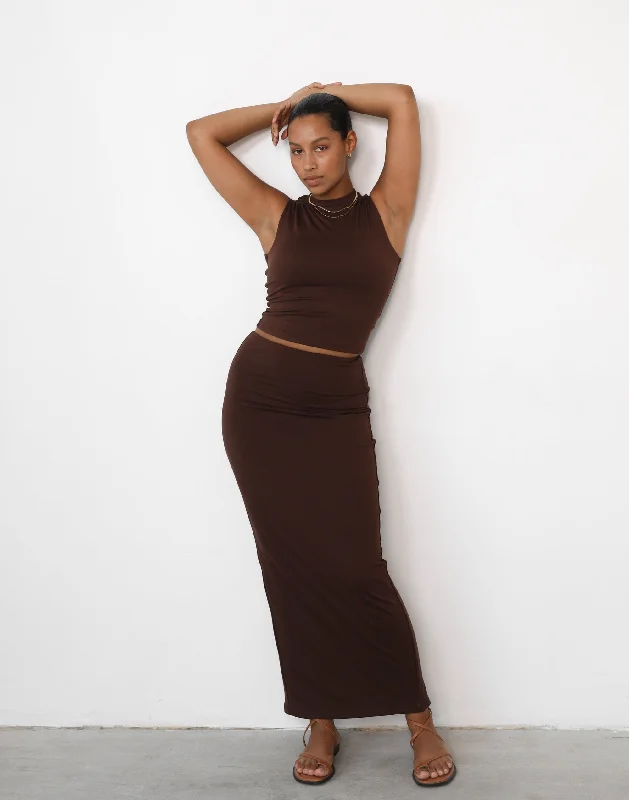 Fable Maxi Skirt (Cocoa) chiffon skirt delicate