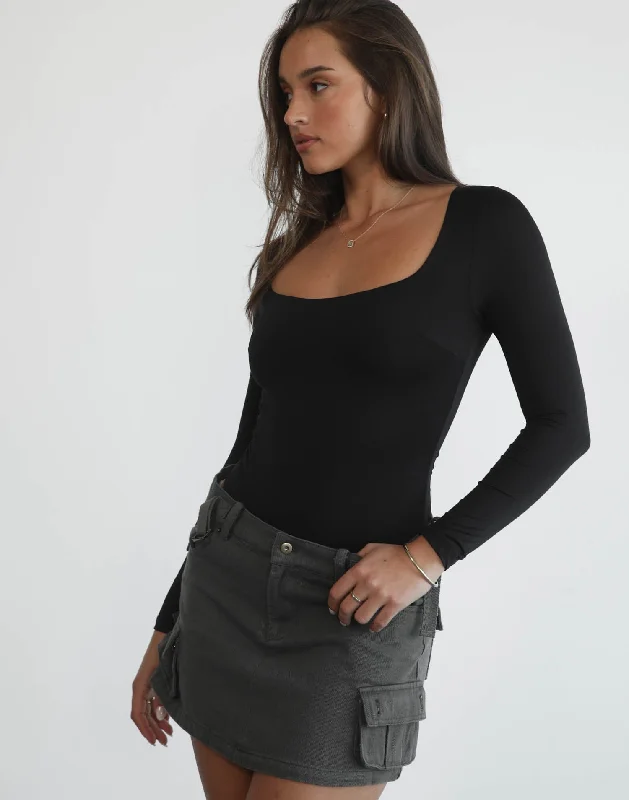 Gigi Mini Skirt (Charcoal) wool skirt sturdy