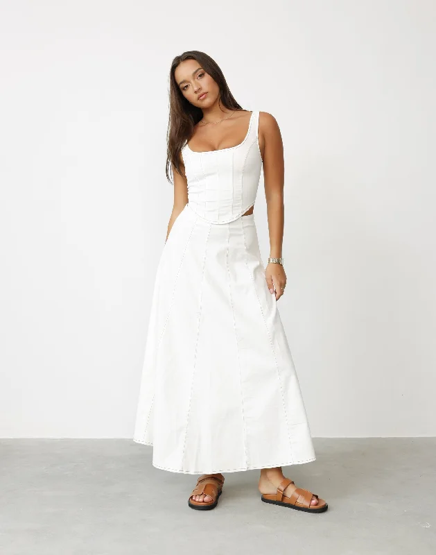 Haylee Maxi Skirt (White) leather skirt durable