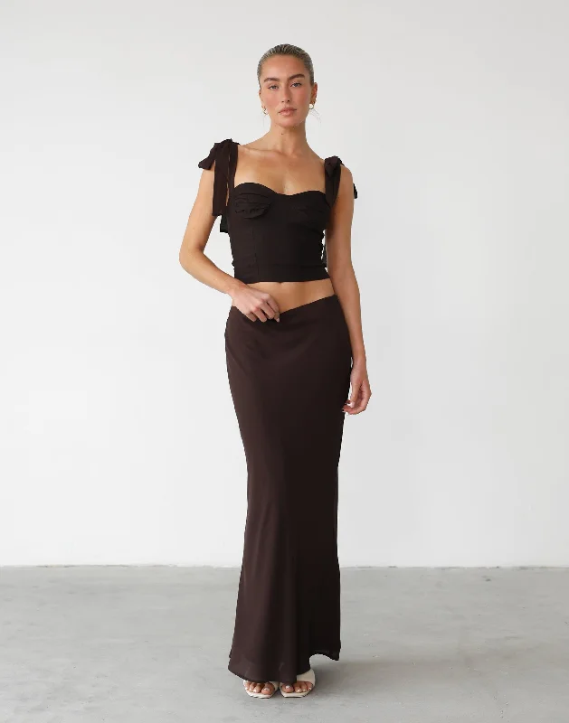 Isla Maxi Skirt (Chocolate) chiffon skirt flowing