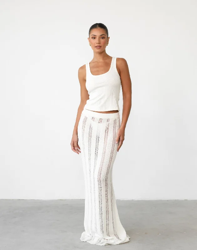 Jafna Maxi Skirt (White) lace skirt romantic