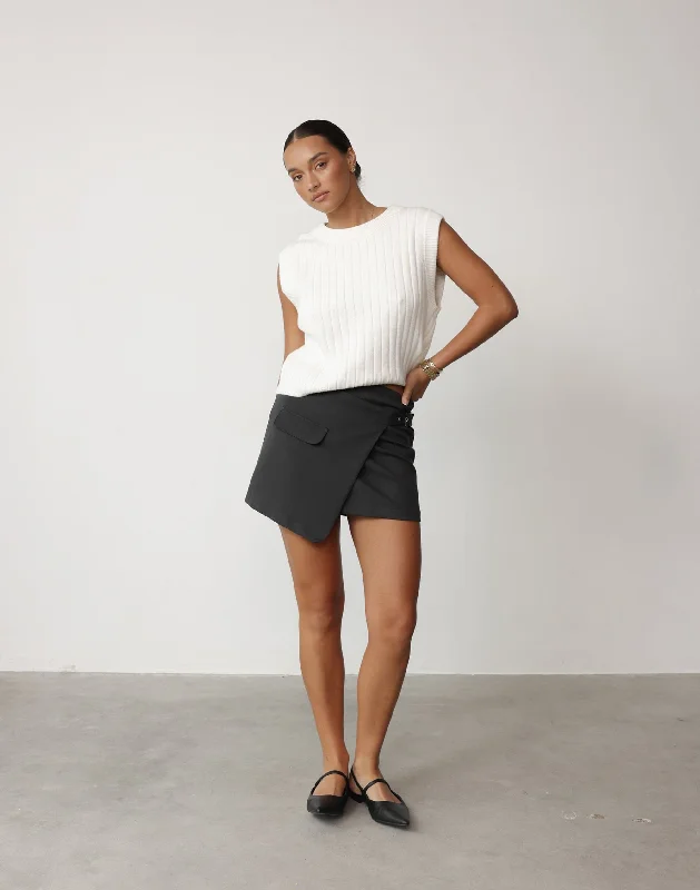 Kamala Mini Skirt (Slate) chiffon skirt airy