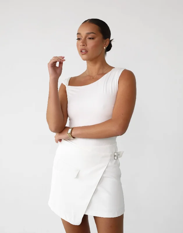 Kamala Mini Skirt (White) corduroy skirt durable