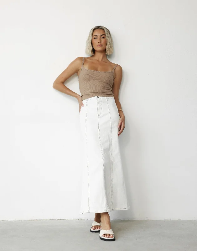 Kaylah Maxi Skirt (White) wool skirt sturdy