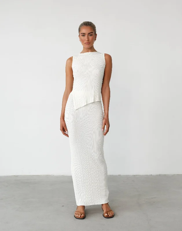 Kienna Maxi Skirt (White) lace skirt elegant