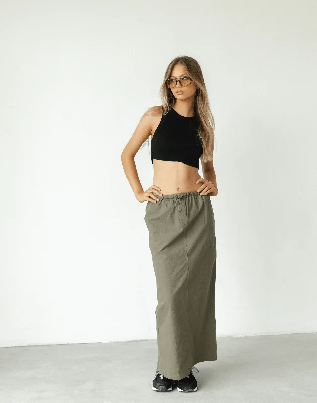 Myrtle Maxi Skirt (Khaki) casual skirt length