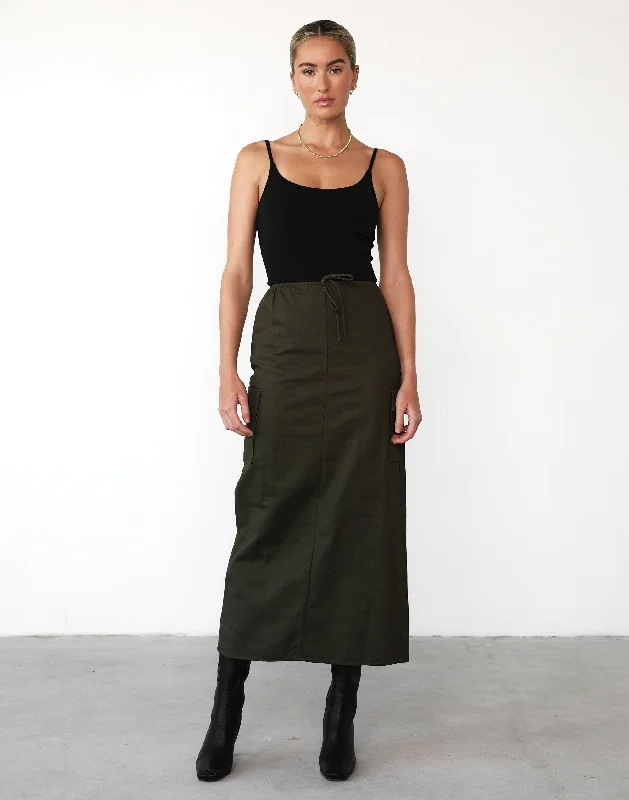 Not Now Maxi Skirt (Moss) cashmere skirt plush