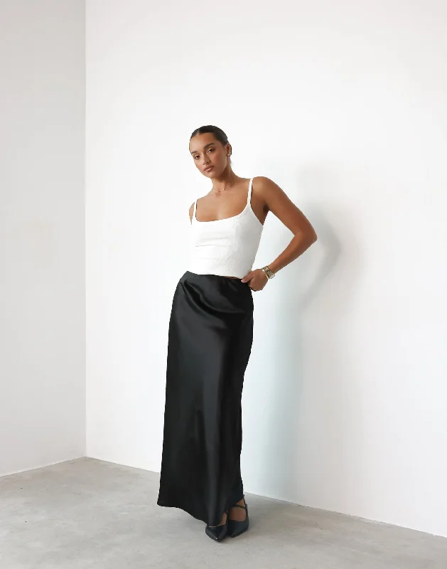 Odelia Maxi Skirt (Black) linen skirt breathable