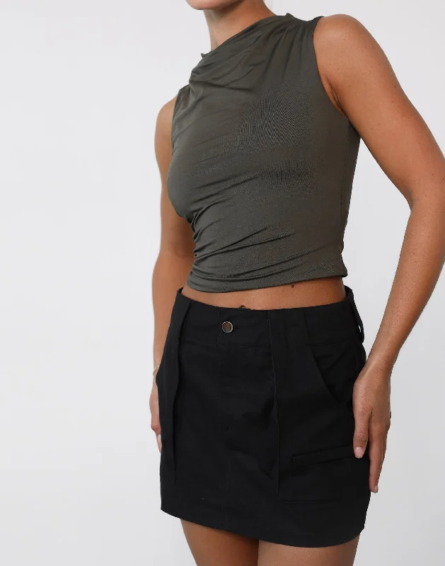 Remember This Mini Skirt (Charcoal) linen skirt relaxed