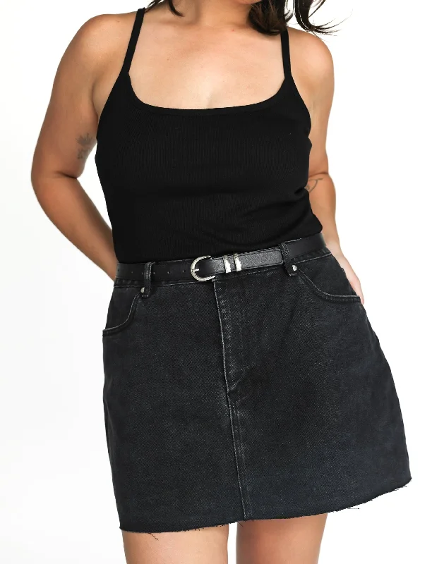 Rowan Denim Mini Skirt (Vintage Black) silk skirt luxurious