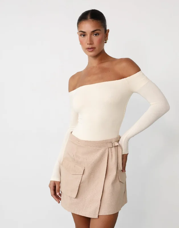 Scottie Mini Skirt (Almond) silk skirt smooth