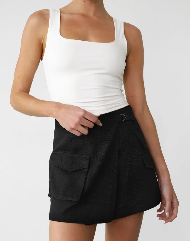 Scottie Mini Skirt (Black) wool skirt breathable