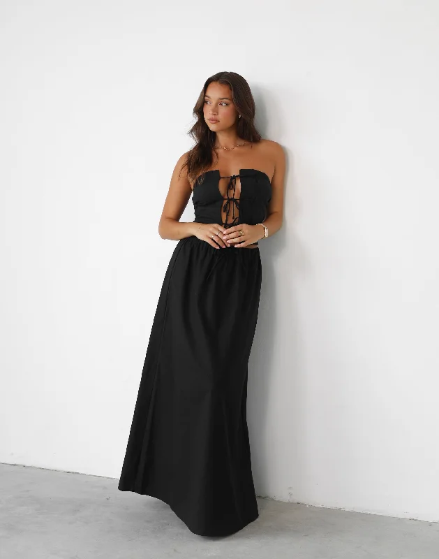 Serene Maxi Skirt (Onyx)- By Lioness silk skirt elegant