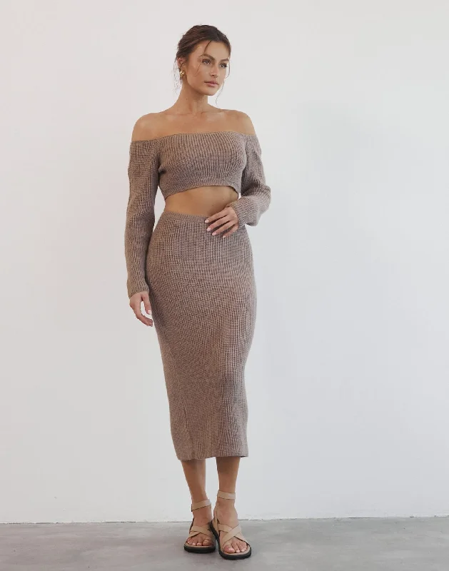 Sharna Maxi Skirt (Brown) lace skirt romantic