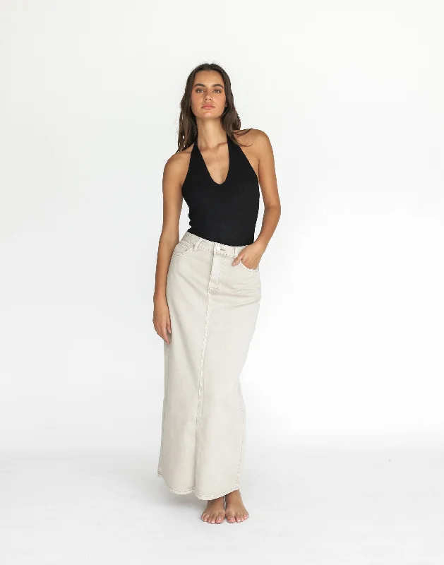 Tyler Denim Maxi Skirt (Vintage Stone) wool skirt thick