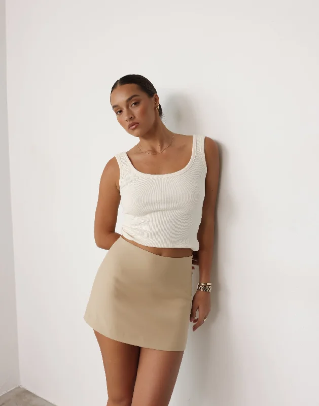 Valeria Mini Skirt (Camel) velvet skirt plush