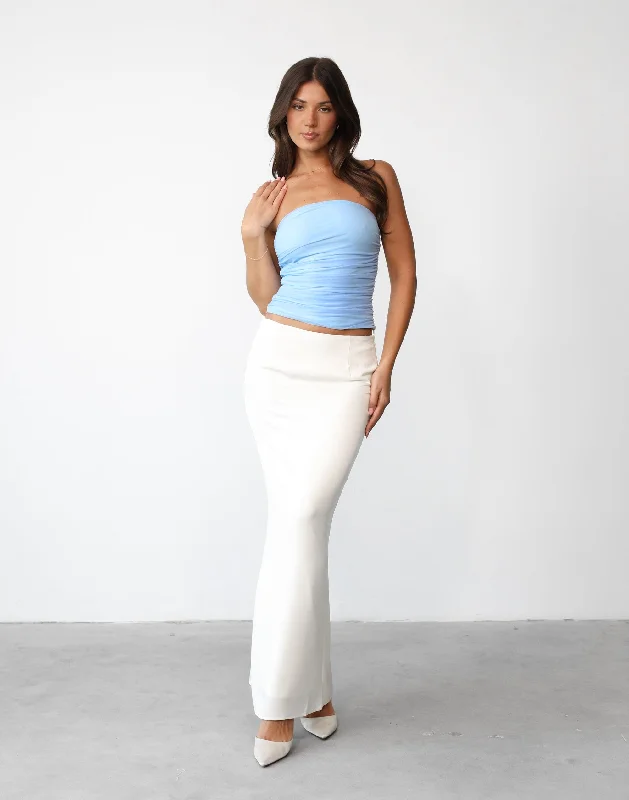 Viviana Maxi Skirt (Cream) linen skirt light