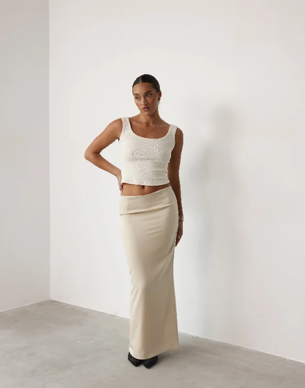 Viviana Maxi Skirt (Ivory) denim skirt classic