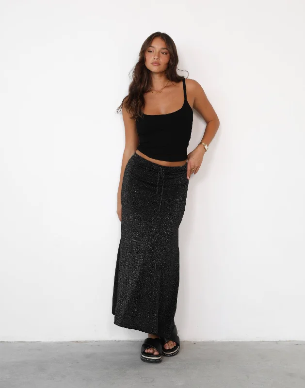 Zerah Maxi Skirt (Black) cashmere skirt rich